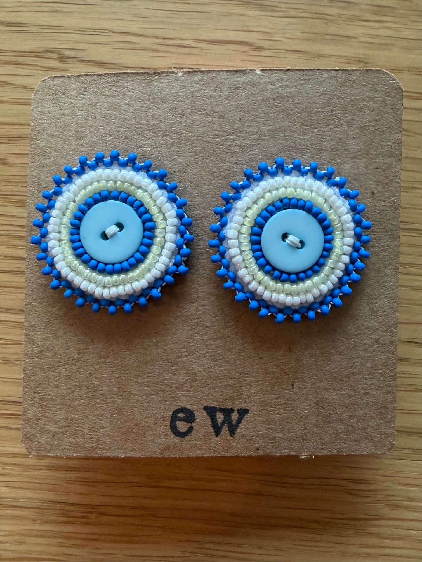 Blue Button Stud