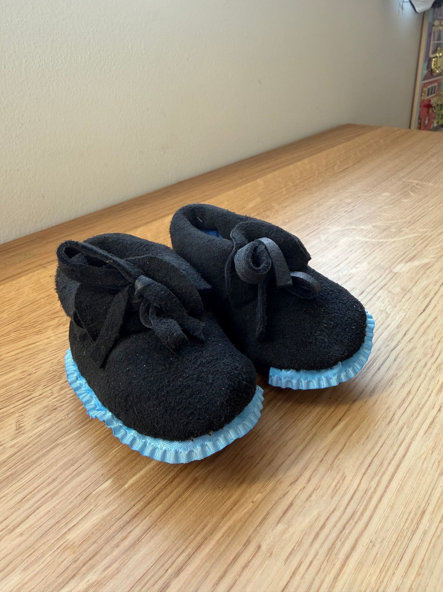 Fleece lined baby Mocs- blue