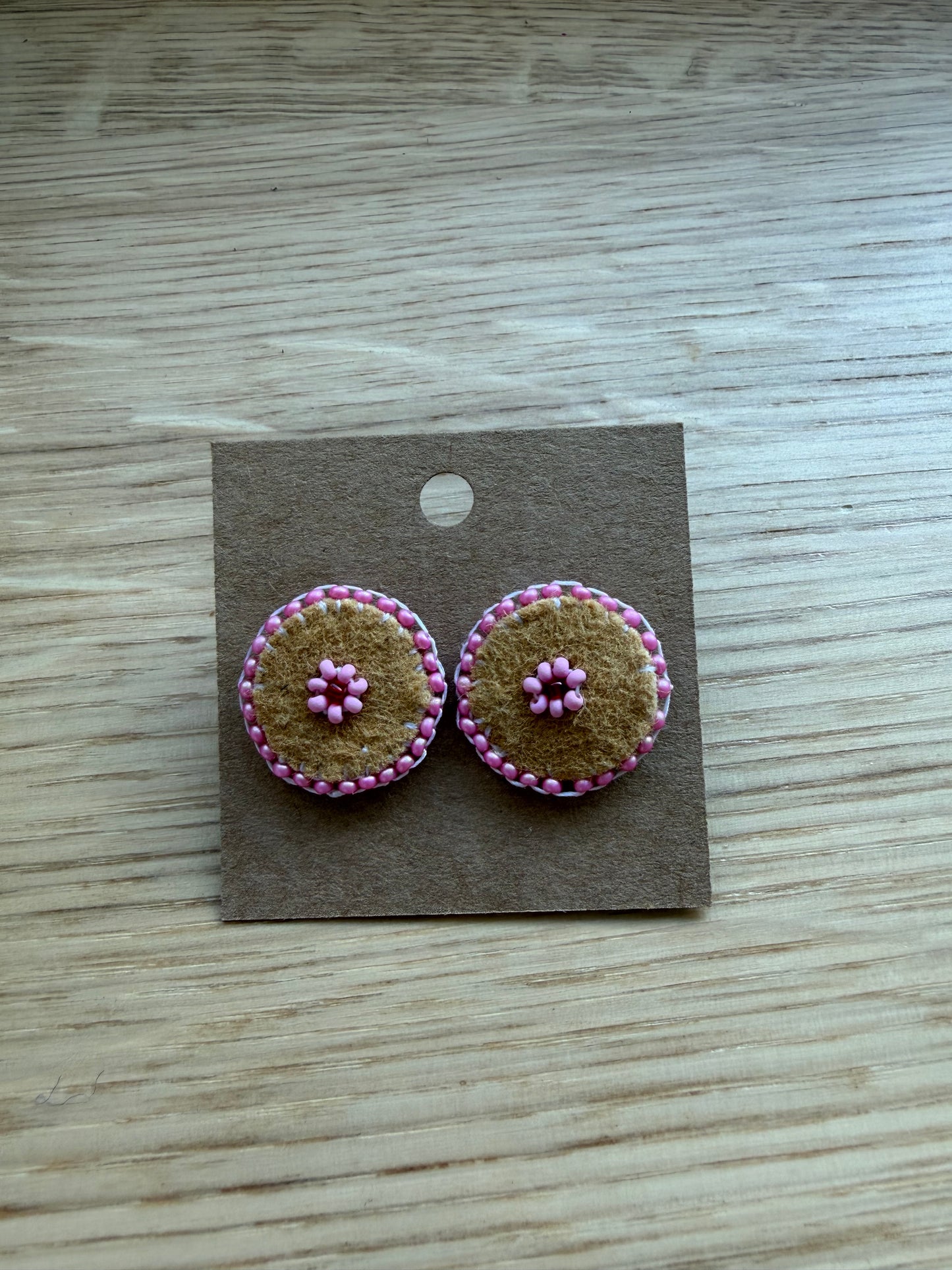 Pink flower moose hide stud