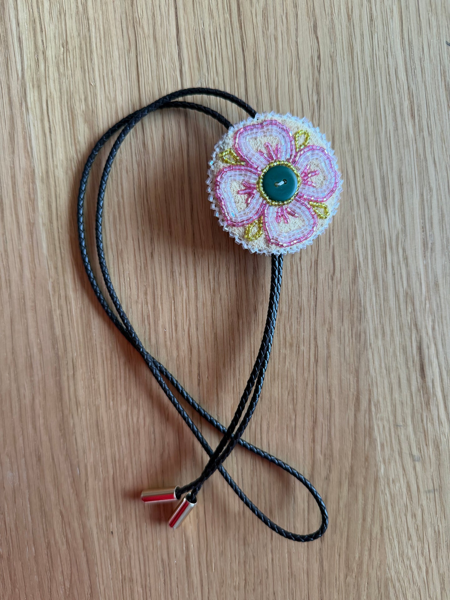 Alberta Rose moose hide Bolo Tie