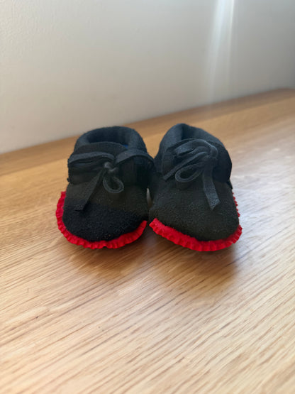 Fleece lined baby Mocs- red