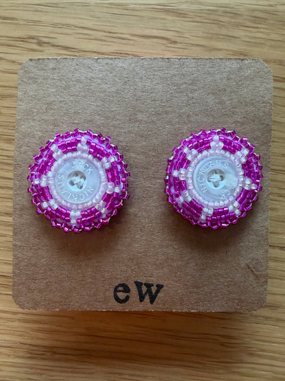 Pink Button Studs