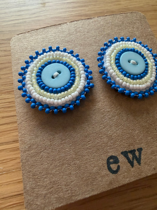 Blue Button Stud