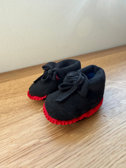 Fleece lined baby Mocs- red