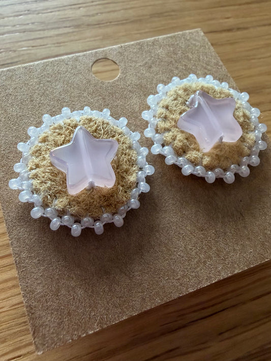 Small Moose Hide Stud- pink star