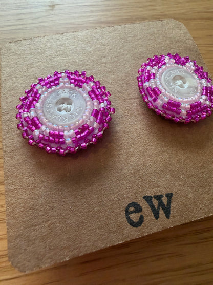 Pink Button Studs