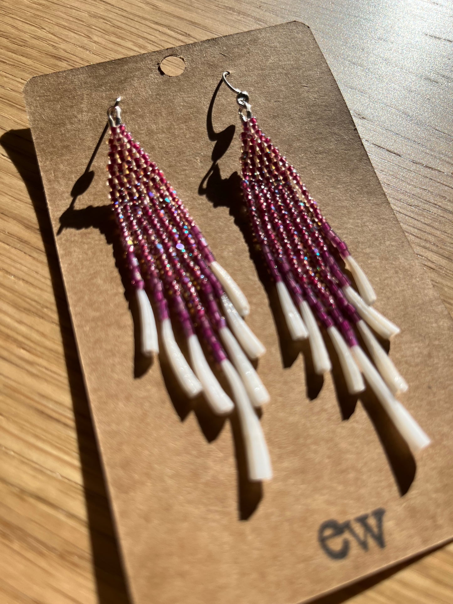 Purple shimmer dentalium shell fringe