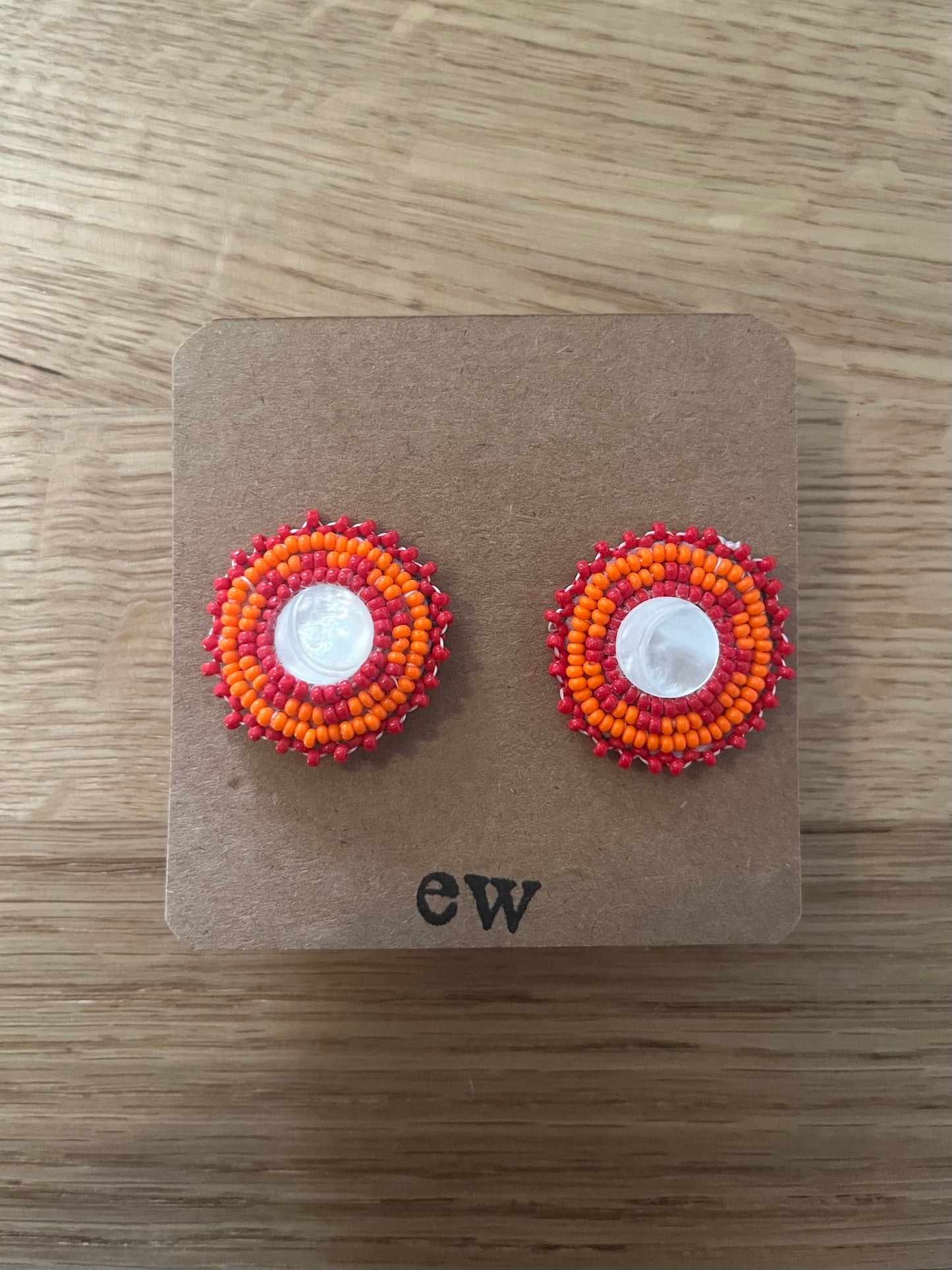 Red Orange button Stud