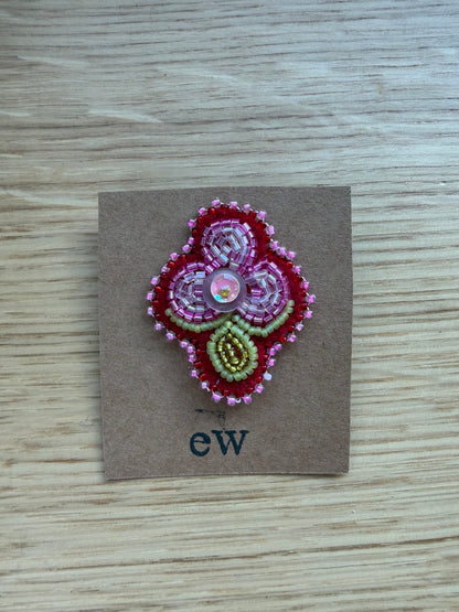 Kokom flower on red wool