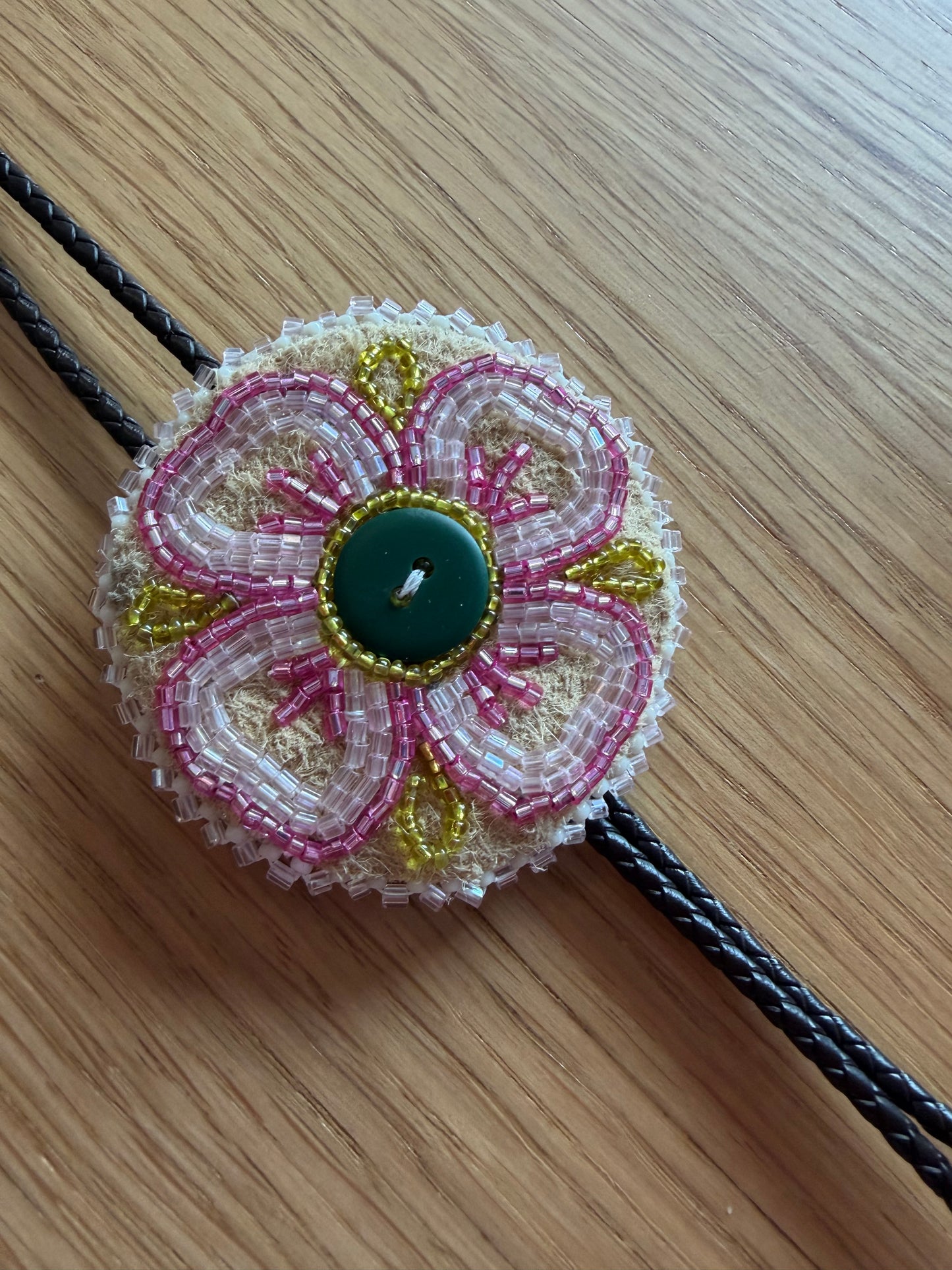 Alberta Rose moose hide Bolo Tie