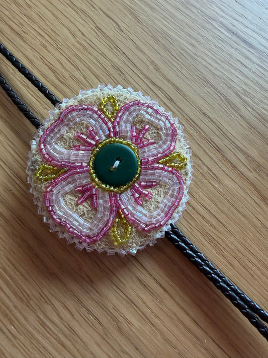 Alberta Rose moose hide Bolo Tie