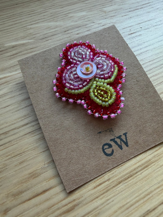 Kokom flower on red wool