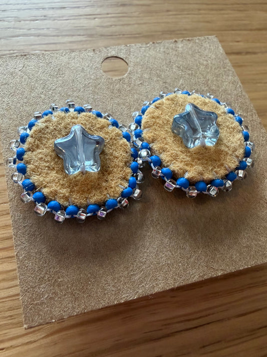 Small Moose Hide Stud- blue star